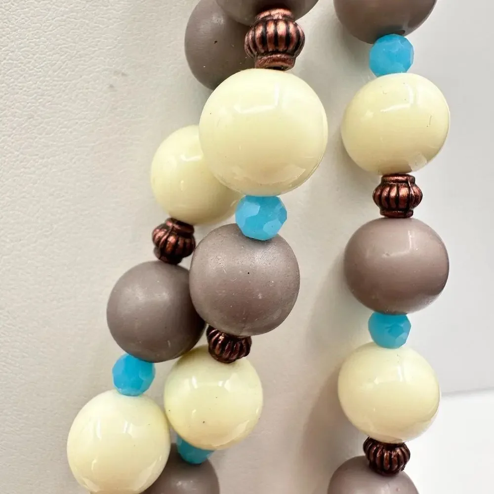 Vintage 90s RoRo Multi-Strand Beaded Necklace Earring Set Boho Fashion Jewelry